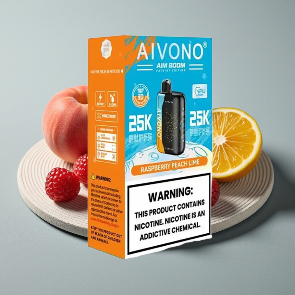Aivono AIM BOOM 25000 Puffs 28ml Framboesa Pêssego Lima 650mAh Type-C