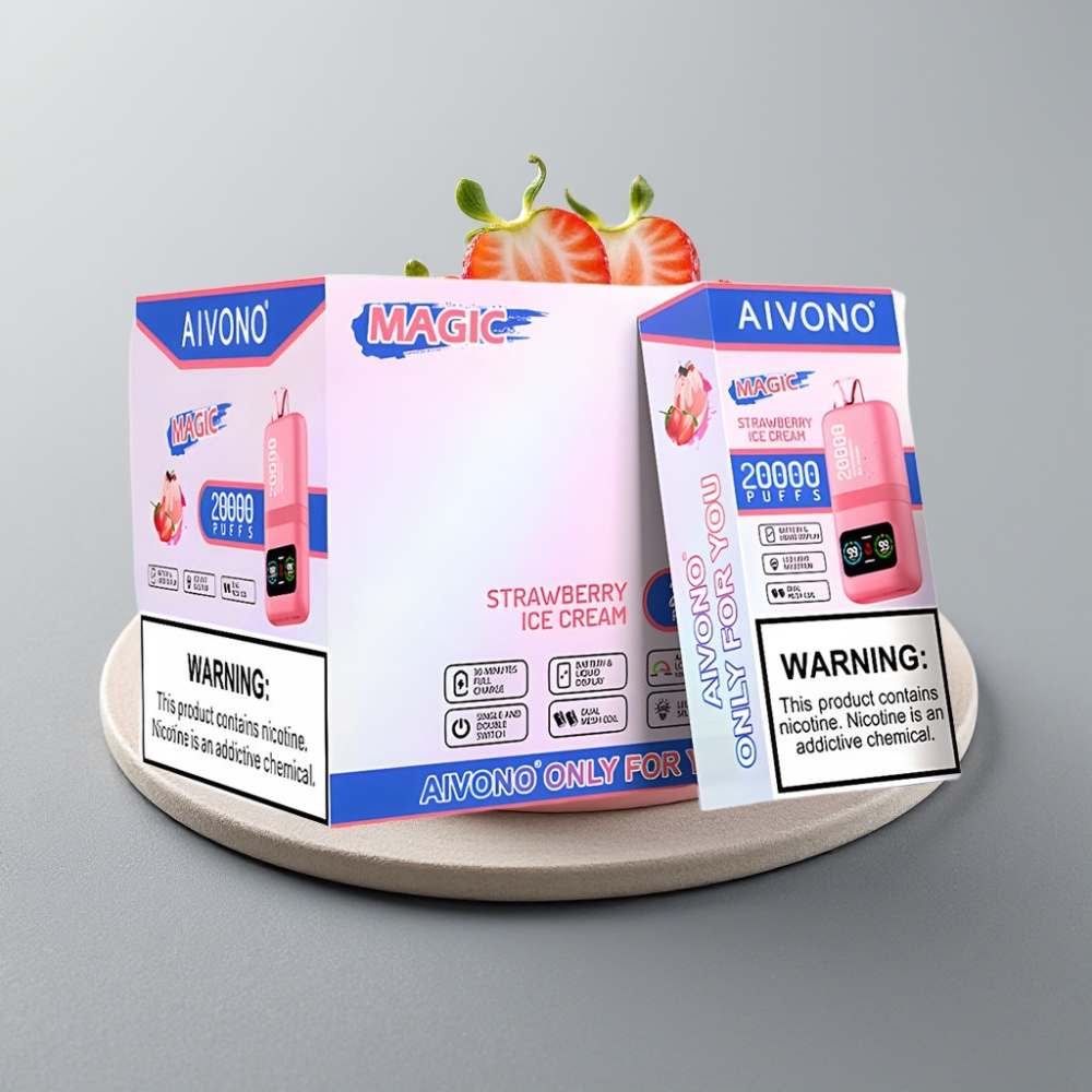 Aivono AIM MAGIC 20000 Puffs 26ml Morango Sorvete Tipo-C Recarregável