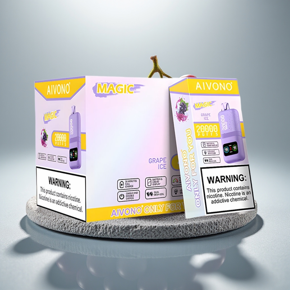 Aivono AIM MAGIC 20000 Puffs 26ml Uva Gelo Recarregável Tipo-C Dual Mesh Coils LCD