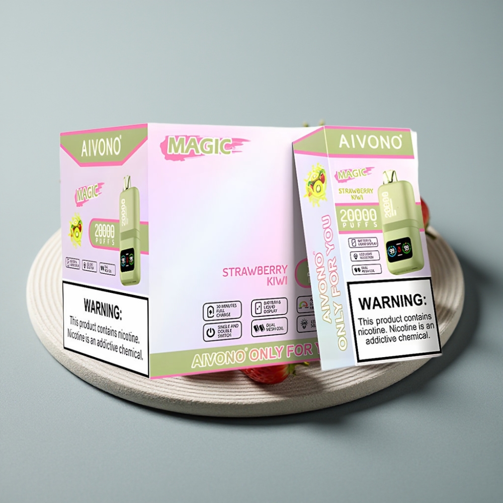 Aivono AIM MAGIC 20000 Puffs Morango Kiwi Tipo-C Recarregável 26ml Dual Mesh