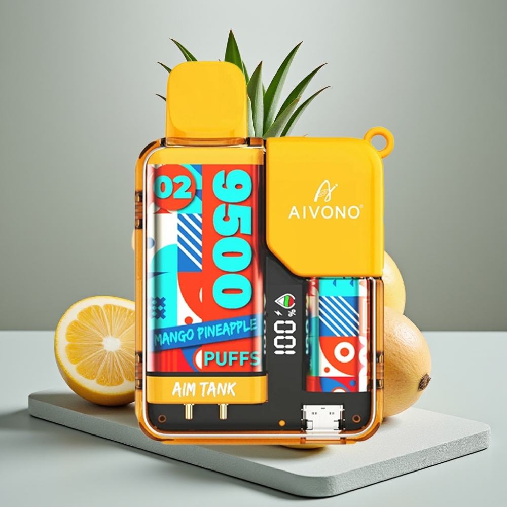 Aivono AIM-TANK 9500 Puffs 18ml Manga Abacaxi LCD 650mAh 1.2ohm Mesh