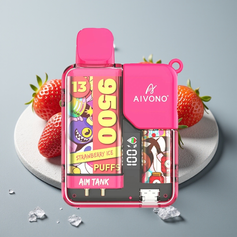 Aivono AIM-TANK 9500 Puffs 18ml Morango Gelo LCD 1.2ohm Mesh vape Portugal