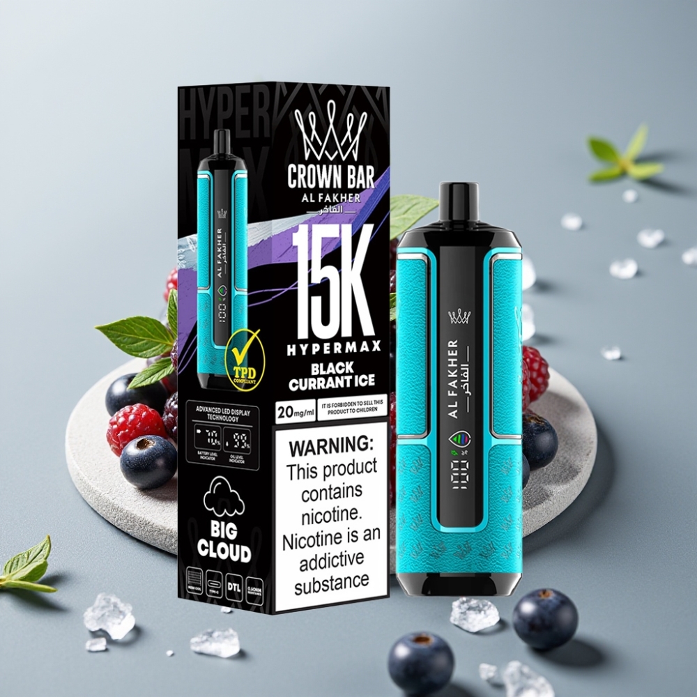 Al Fakher Crown Bar 15K Hypermax 22ml 600mAh Tipo-C Groselha Negra Gelo