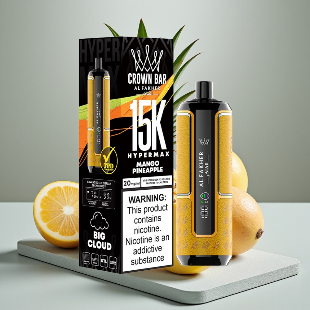 Al Fakher Crown Bar 15K Hypermax 22ml 600mAh Tipo C Manga Abacaxi vape Portugal