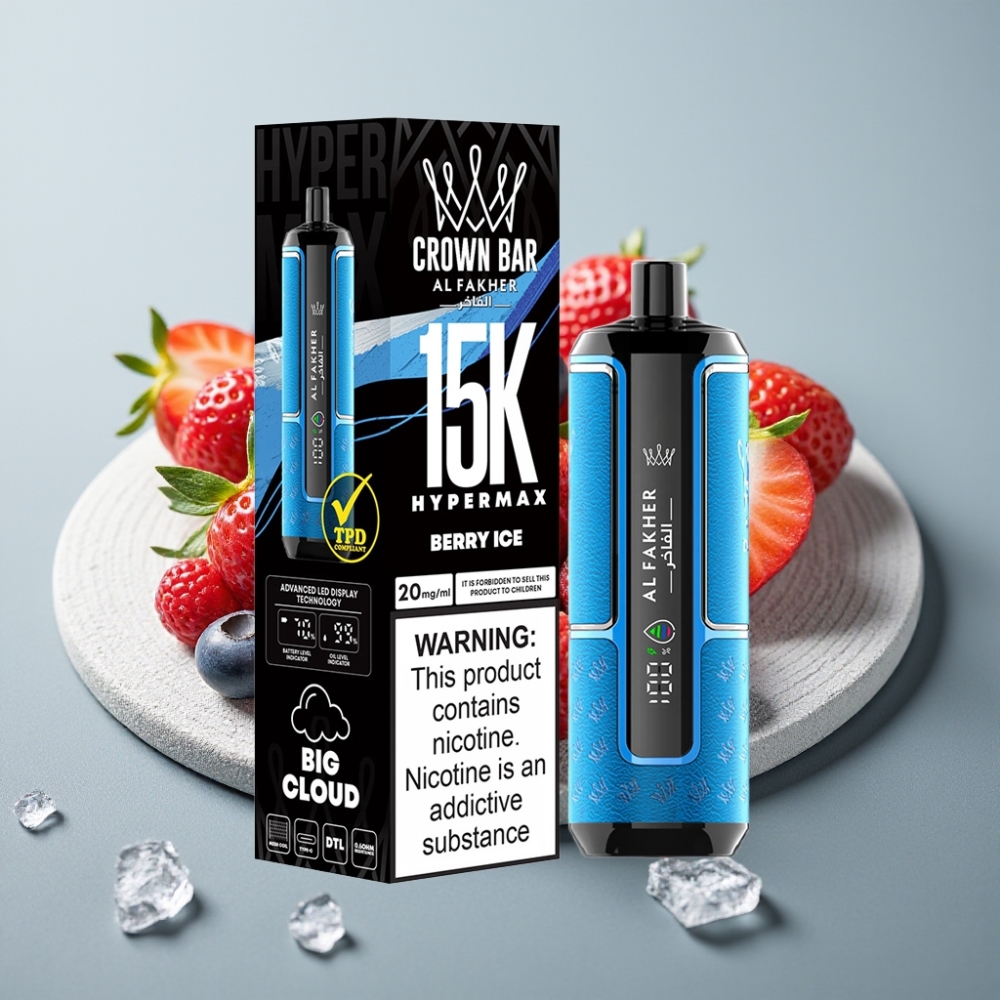 Al Fakher Crown Bar 15K Hypermax 22ml 6mg Berry Ice Disposable Vape