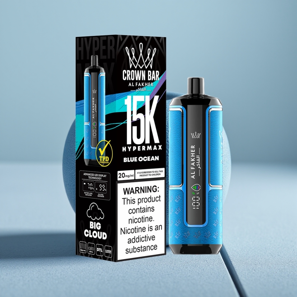 Al Fakher Crown Bar 15K Hypermax 22ml 6mg Oceano Azul DTL vape Portugal