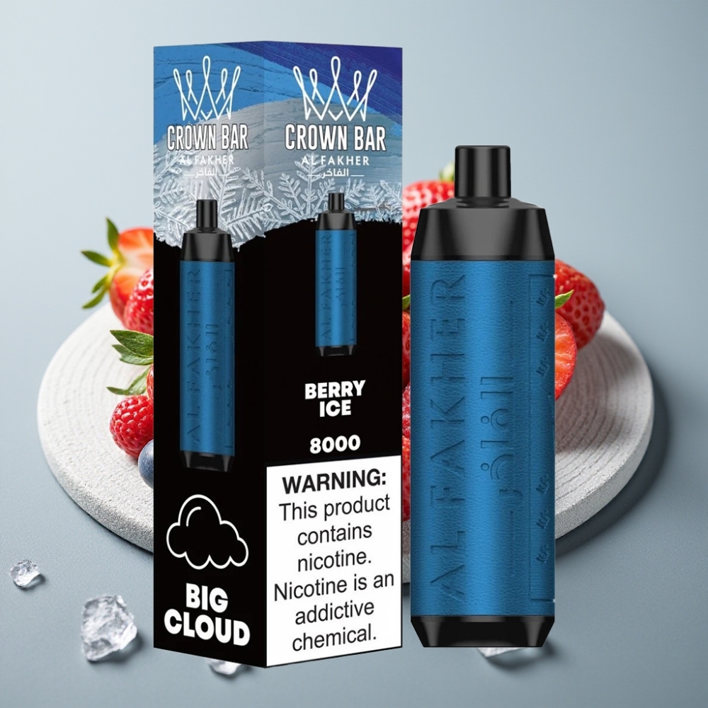 Al Fakher Crown Bar 8000 Crystal Descartável Berry Gelo 18ml 5mg USB-C