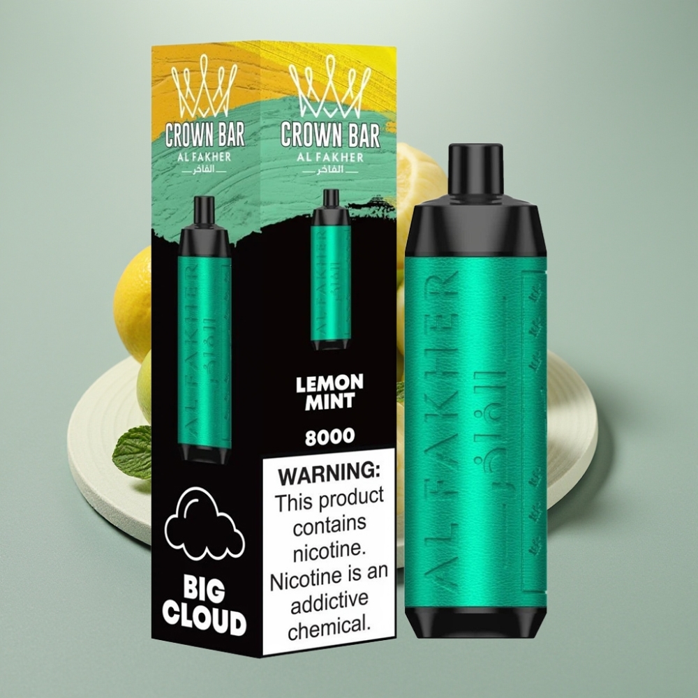Al Fakher Crown Bar 8000 Crystal Descartável Limão Hortelã 18ml 5mg