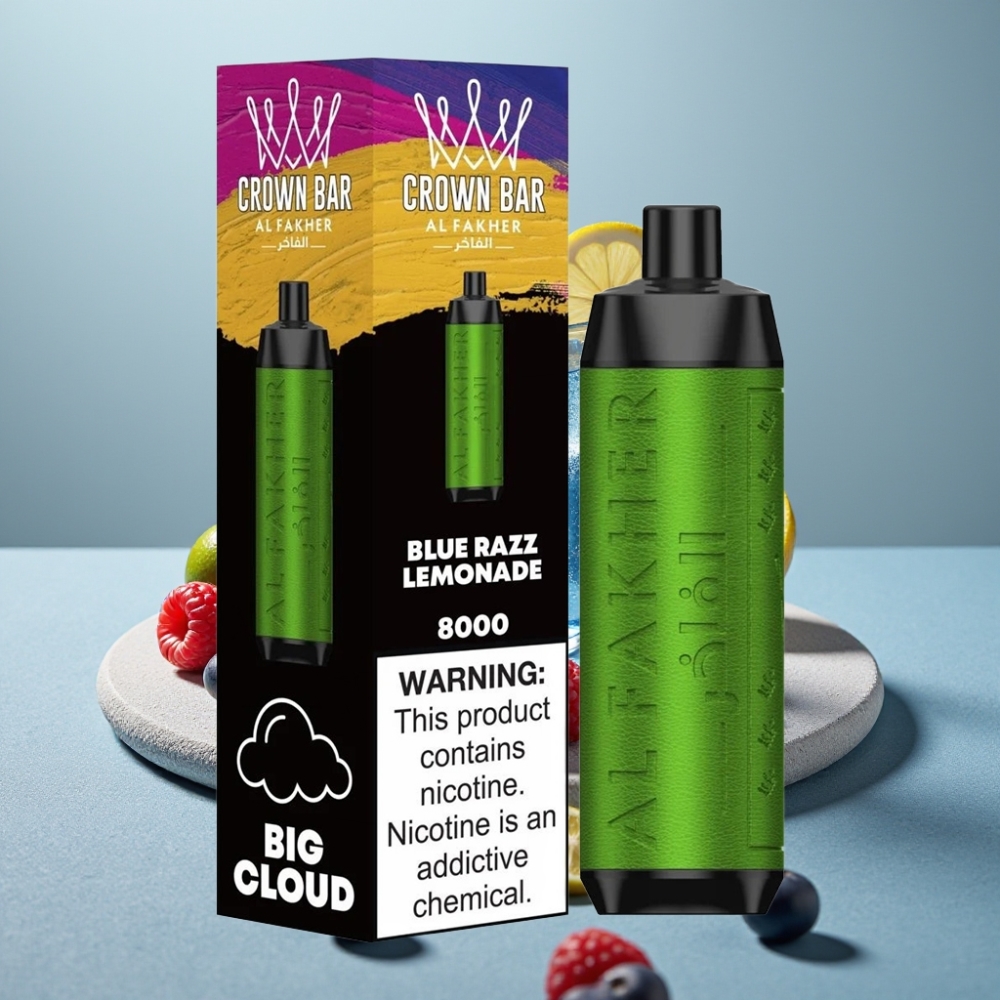 Al Fakher Crown Bar 8000 Crystal Disposable Vape 18ml 5mg Blue Razz Lemonade