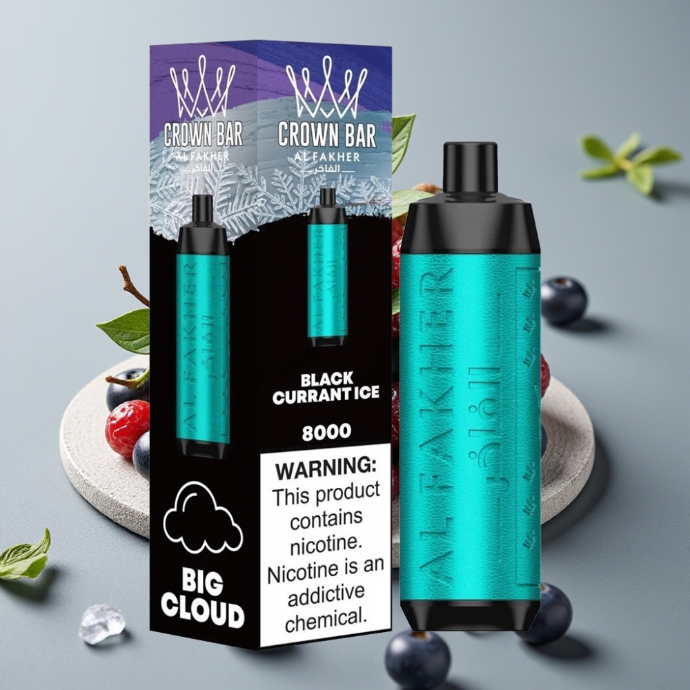 Al Fakher Crown Bar 8000 Crystal Disposable Vape 18ml 5mg Groselha Preta Gelo