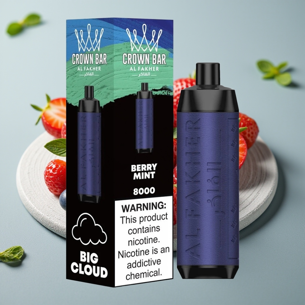 Al Fakher Crown Bar 8000 Crystal Disposable Vape Menta com Frutas Vermelhas - 18ml, 5mg, 600mAh