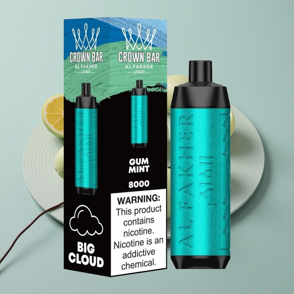 Al Fakher Crown Bar 8000 Crystal Recarregável USB-C 600mAh Sabor Menta Chiclete