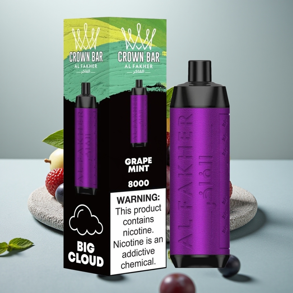 Al Fakher Crown Bar 8000 Crystal Uva Hortelã 18ml 5mg 600mAh USB-C