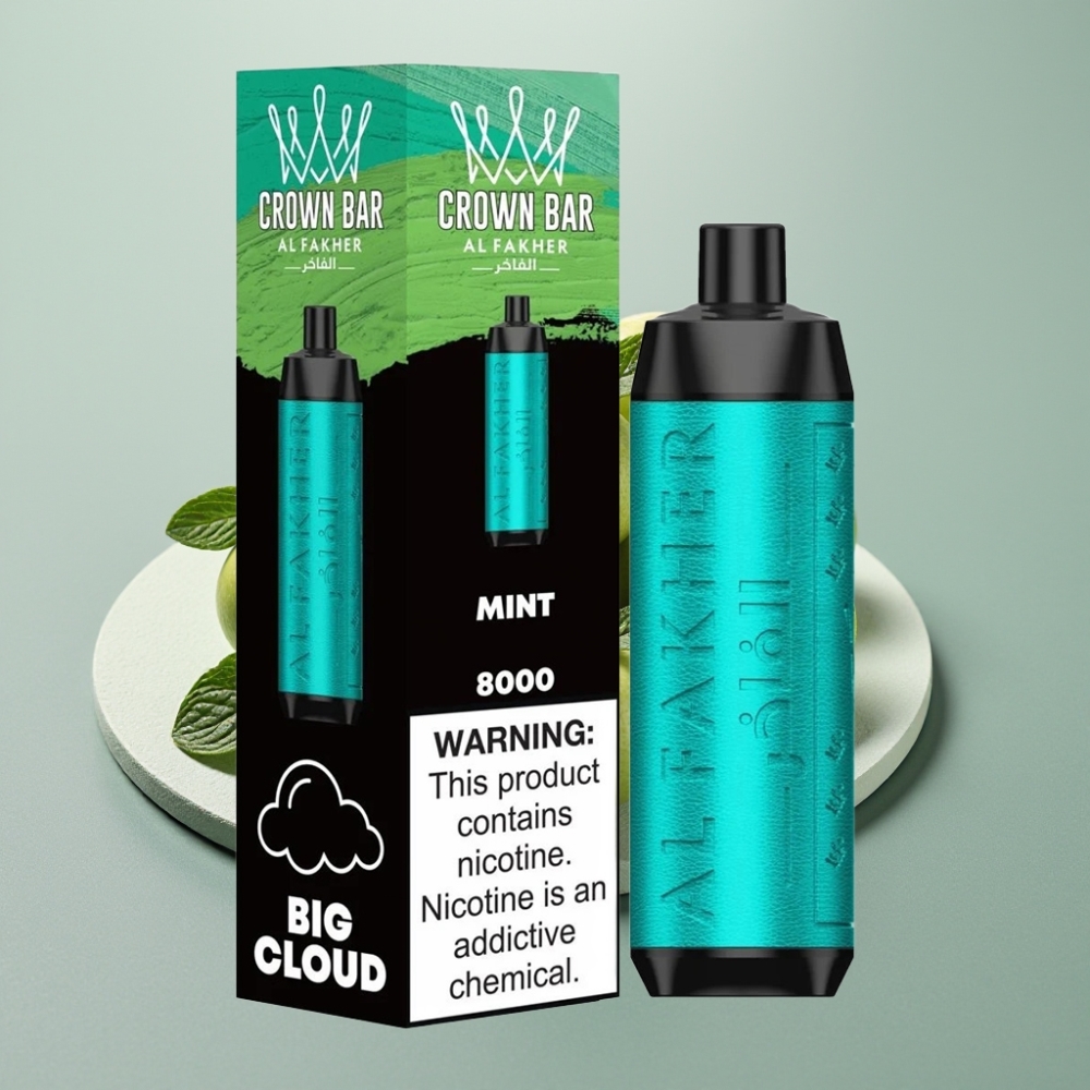 Al Fakher Crown Bar 8000 Crystal Vape Descartável Menta 18ml 5mg 600mAh