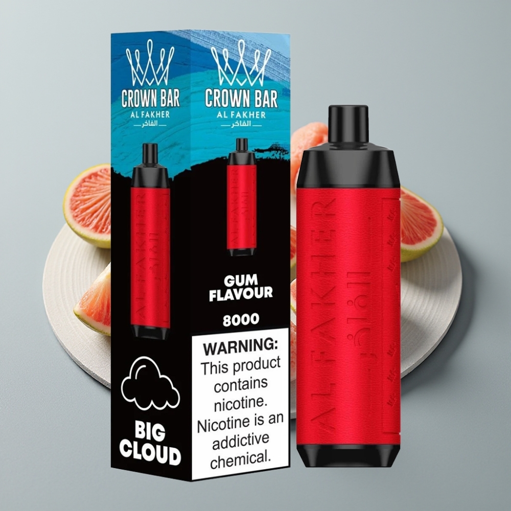 Al Fakher Crown Bar 8000 Crystal Vape Descartável Sabor Chiclete 18ml 5mg