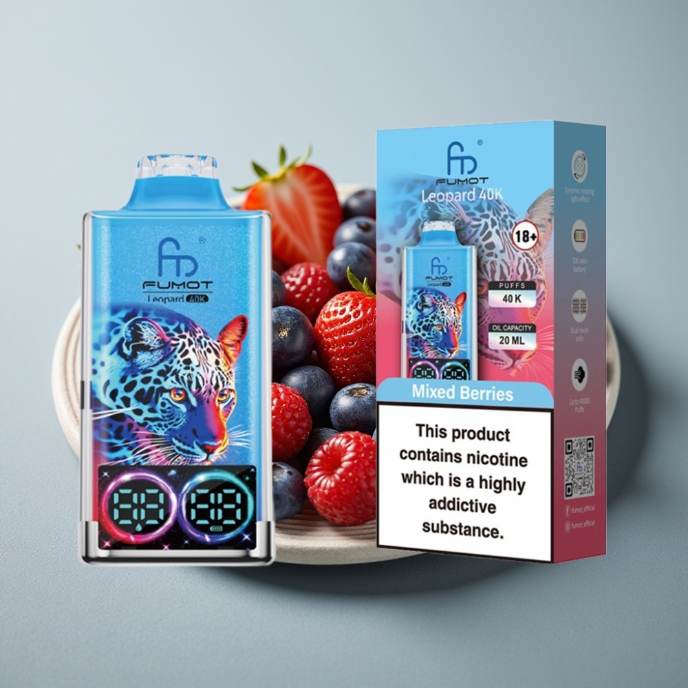 Fumot Leopard 40K Puffs 0-5% Nicotine 700mAh Dual Mesh Mirtilos Digitais