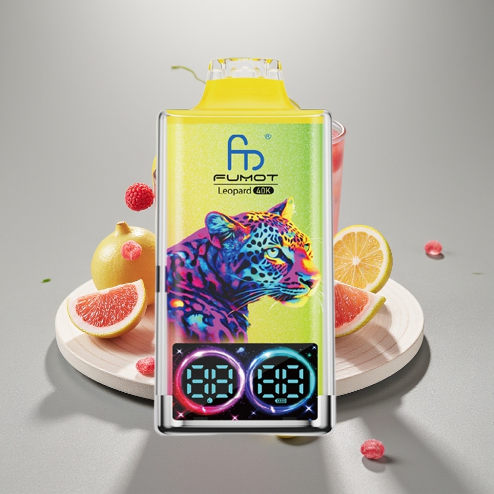 Fumot Leopard 40K Puffs Disposable Vape Limão Rosa Dual Mesh 700mAh Type-C