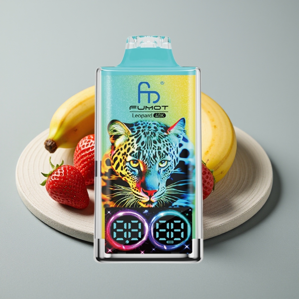 Fumot Leopard 40K Puffs Disposable Vape Morango Banana Dual Mesh Tipo-C 700mAh
