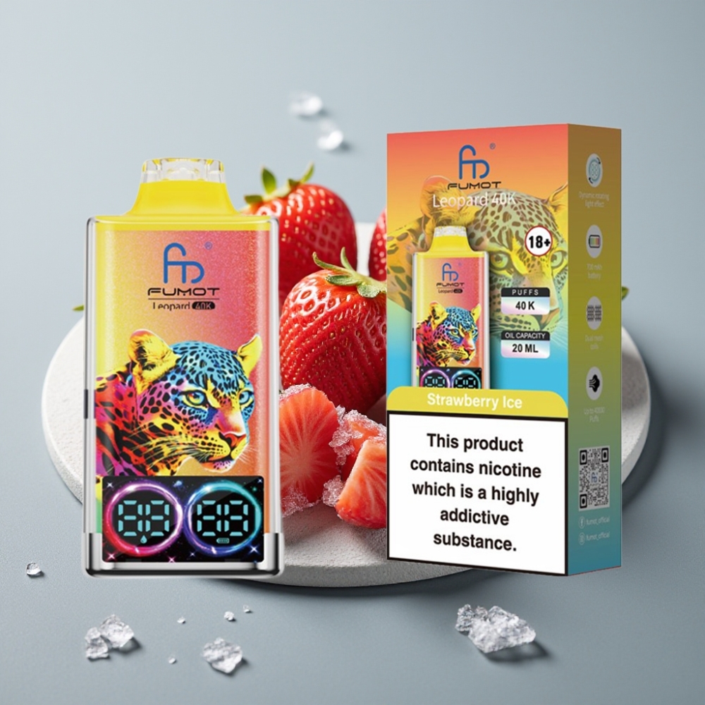Fumot Leopard 40K Puffs Strawberry Ice 0%-5% Nicotine 700mAh Dual Mesh Type-C