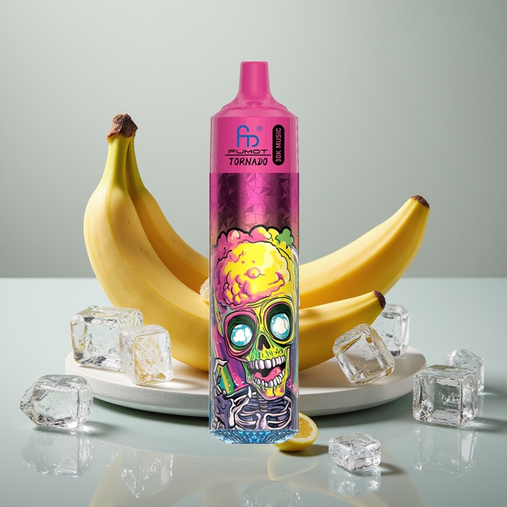 Fumot RandM Tornado 30000 Puffs 30mL 5% Banana Ice LED 600mAh vape Portugal