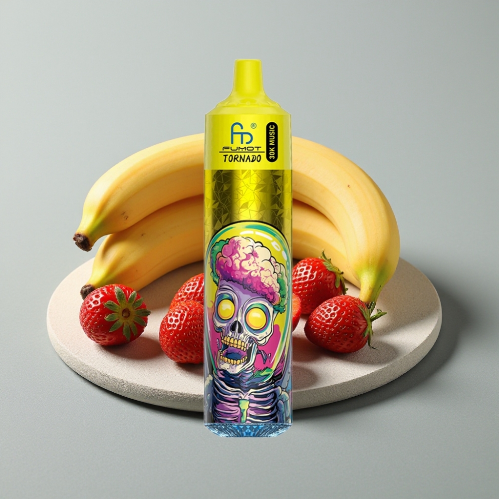 Fumot RandM Tornado 30000 Puffs 30mL 5% Banana Morango LED 600mAh vape Portugal