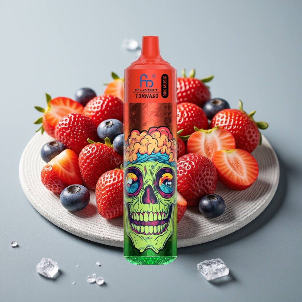 Fumot RandM Tornado 30000 Puffs 30mL 5% Morango Berry Gelo LED 600mAh