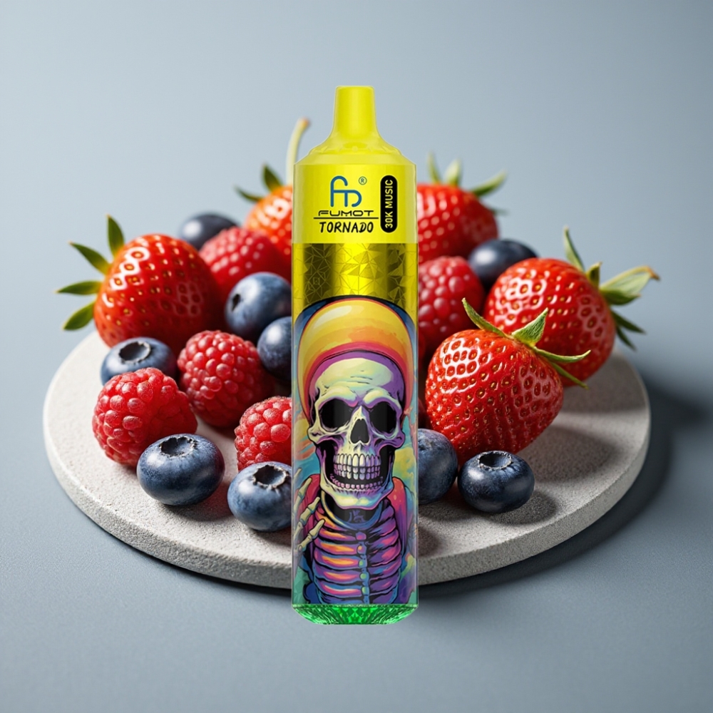 Fumot RandM Tornado 30000 Puffs 30mL 5% Morango Mirtilo Framboesa LED