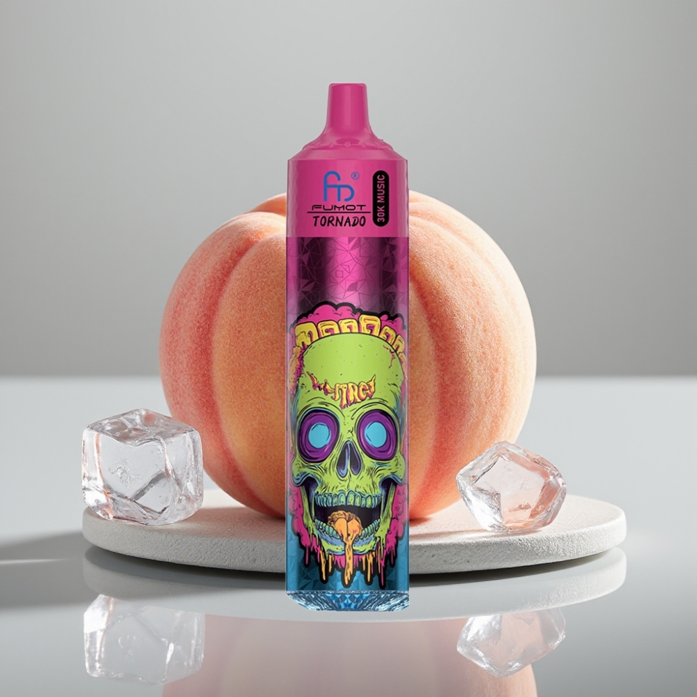 Fumot RandM Tornado 30000 Puffs 30mL 5% Pêssego Gelo LED 600mAh vape Portugal