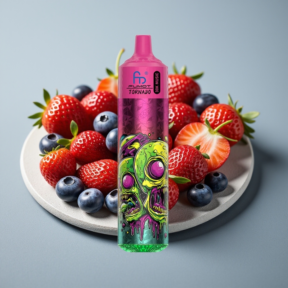 Fumot RandM Tornado 30000 Puffs 30mL Morango Mirtilo LED Recarregável