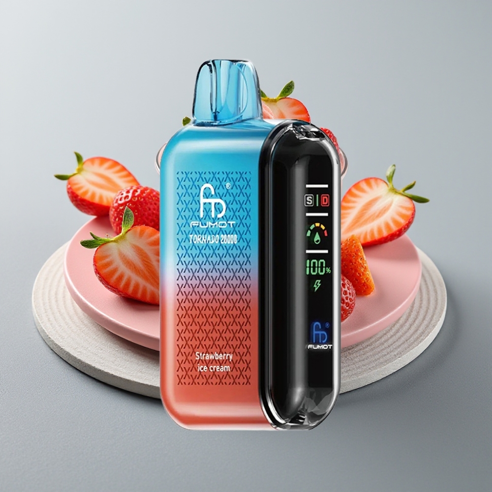 Fumot Tornado 20000 Puffs Dual Mesh 20ml 850mAh Smart Display Morango Sorvete
