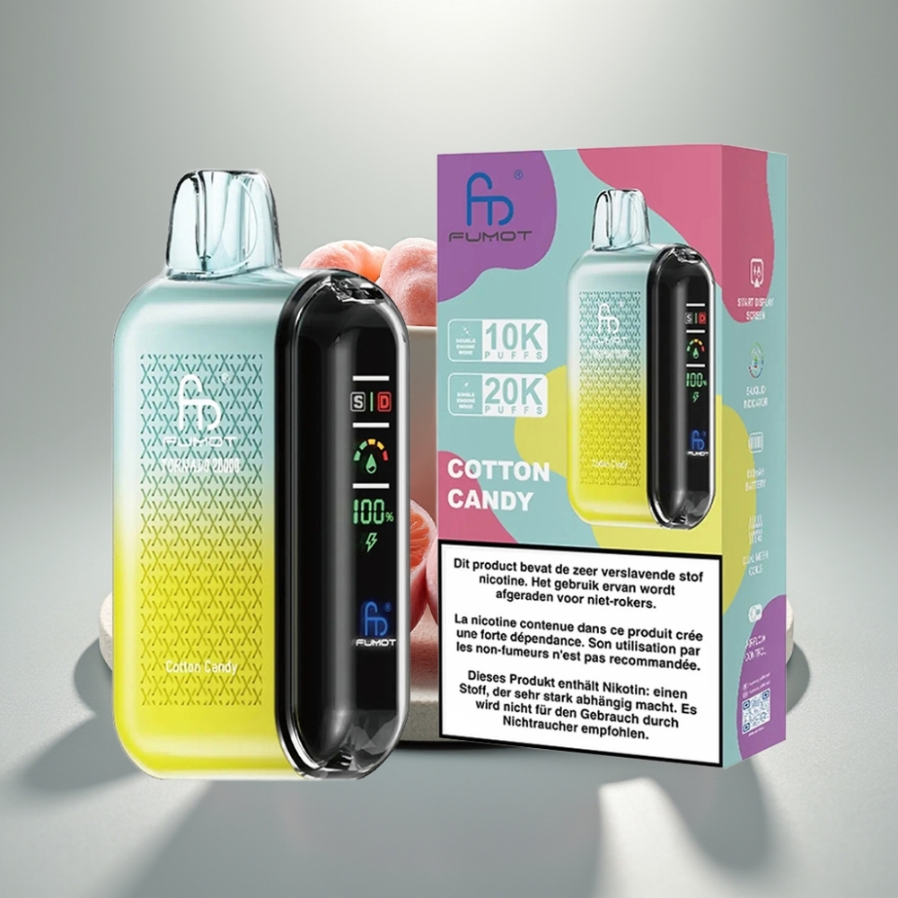 Fumot Tornado 20000 Puffs Dual Mesh 20ml Algodão Doce Recarregável