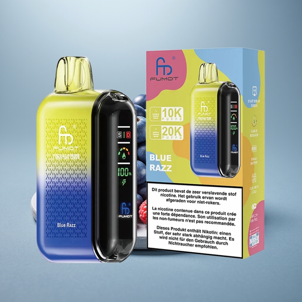 Fumot Tornado 20000 Puffs Dual Mesh 20ml Blue Razz Recarregável vape Portugal