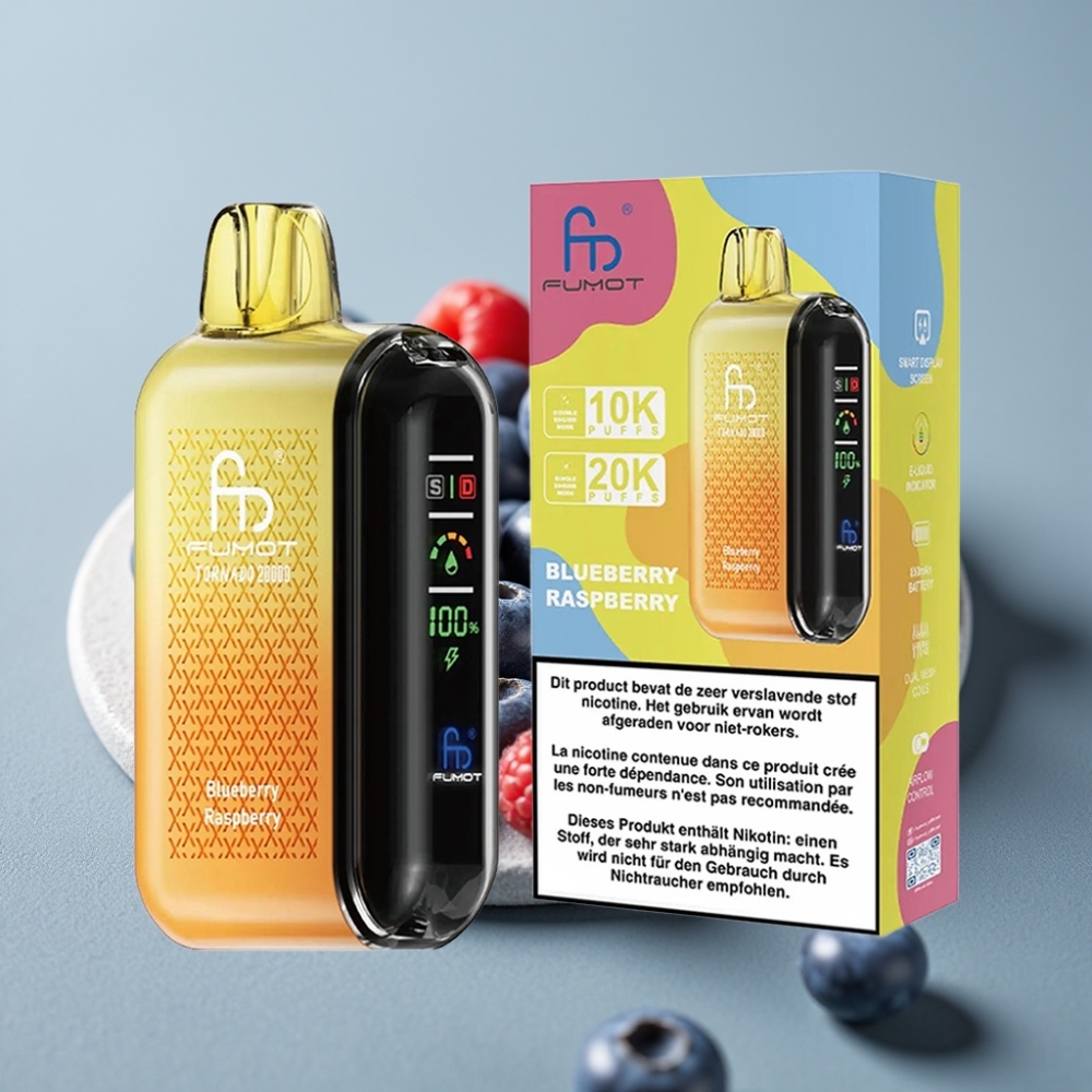Fumot Tornado 20000 Puffs Dual Mesh 20ml Blueberry Raspberry Rechargeable