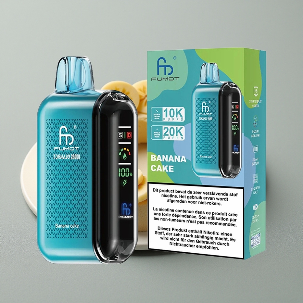 Fumot Tornado 20000 Puffs Dual Mesh Coil Banana Cake Rechargeable Smart Display