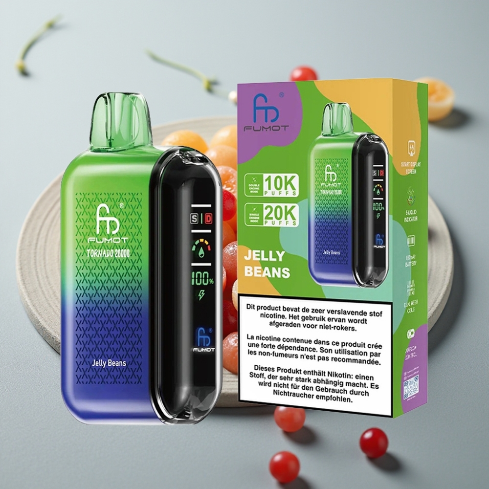 Fumot Tornado 20000 Puffs Dual Mesh Coil Jelly Beans Smart Display Airflow Control