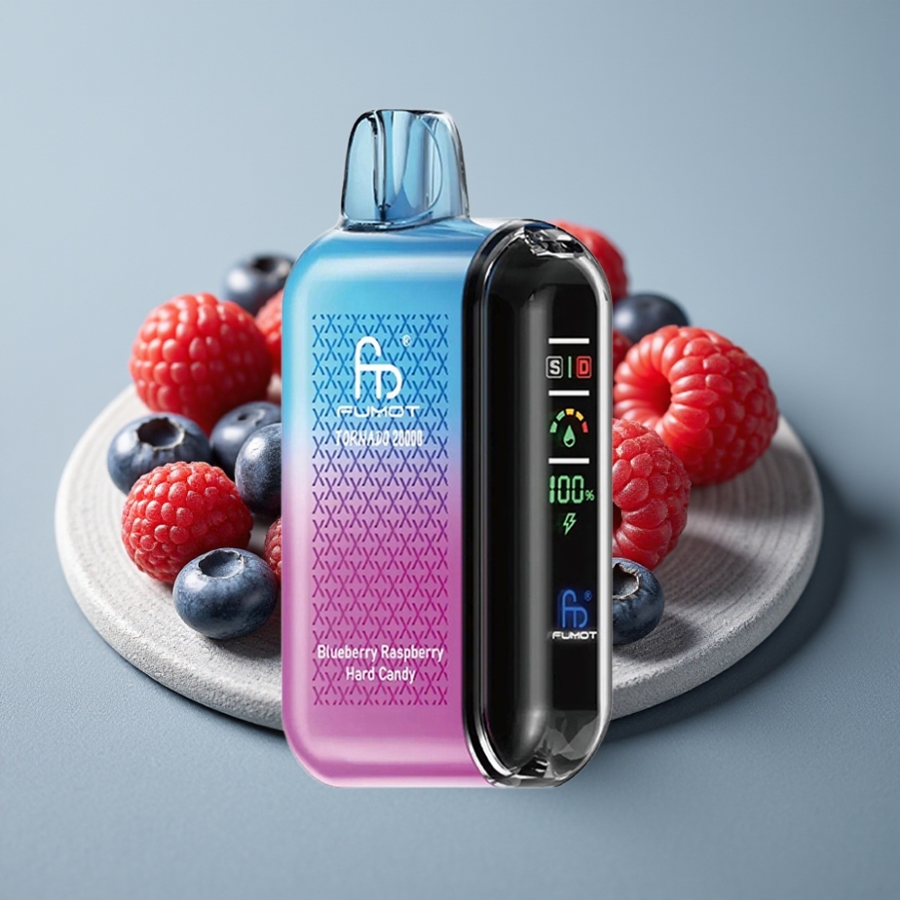 Fumot Tornado 20000 Puffs Dual Mesh Coil Smart Display Mirtilo Framboesa Balas Azedas