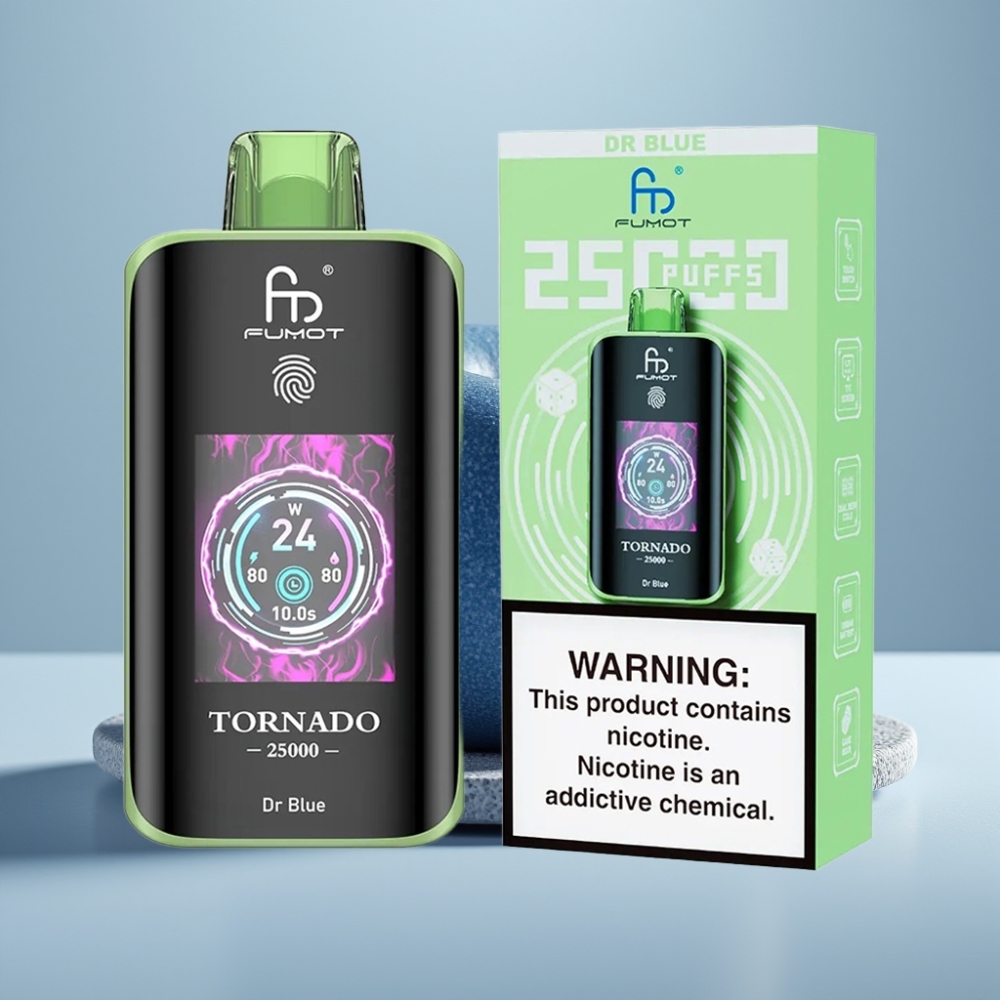 Fumot Tornado 25000 Puffs Dr Blue HD Screen 700mAh Recarregável Tipo-C