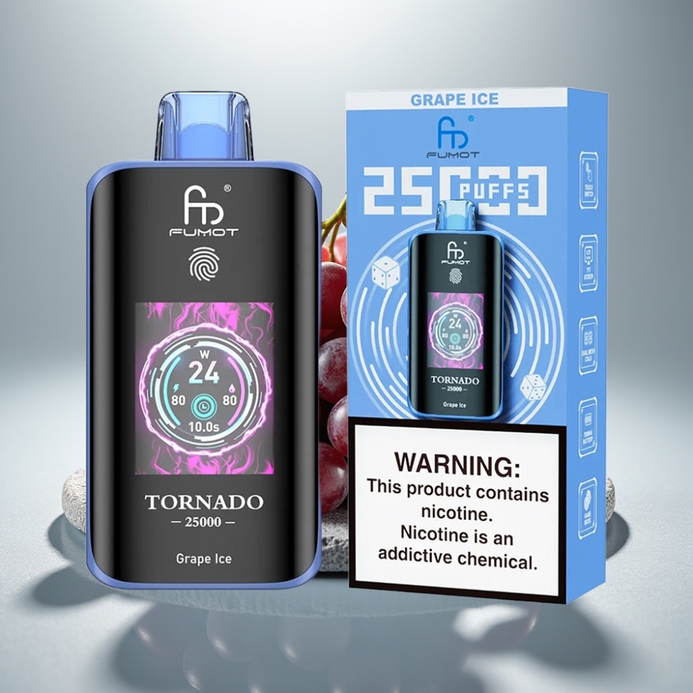 Fumot Tornado 25000 Puffs HD Screen 700mAh Recarregável Uva Gelo vape Portugal
