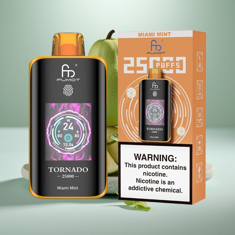 Fumot Tornado 25000 Puffs HD Screen Recarregável Miami Menta vape Portugal