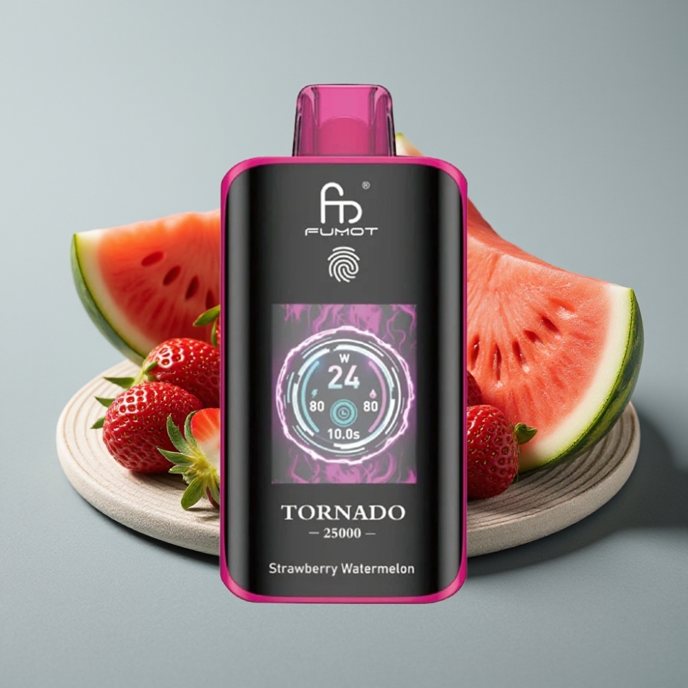 Fumot Tornado 25000 Puffs Morango Melancia Tela HD Bateria 700mAh Recarregável