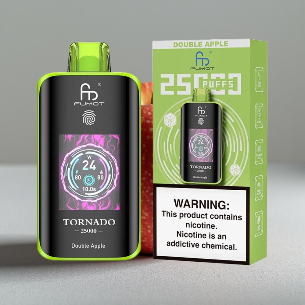 Fumot Tornado 25000 Puffs Recarregável 700mAh Tela HD Maçã Dupla vape Portugal