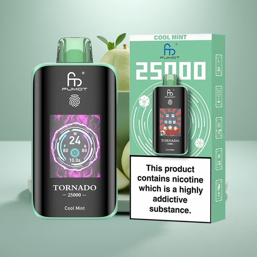 Fumot Tornado 25000 Puffs Recarregável 700mAh Tela HD Mentolado Fresco