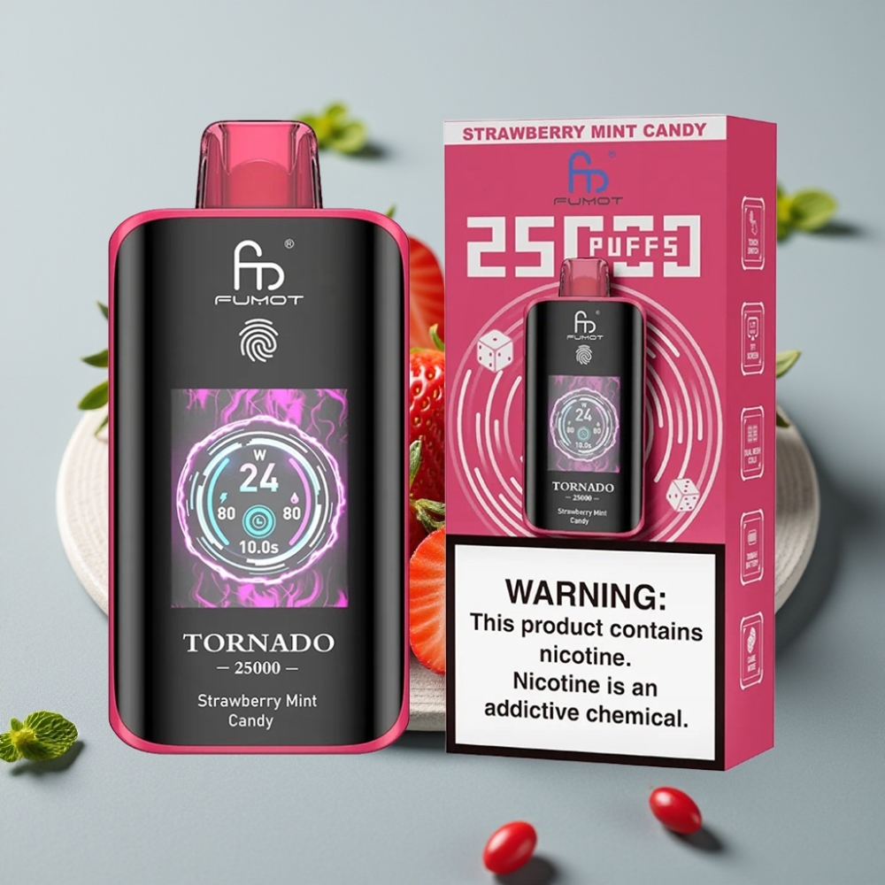 Fumot Tornado 25000 Puffs Tela HD Bateria 700mAh Morango Menta Doce