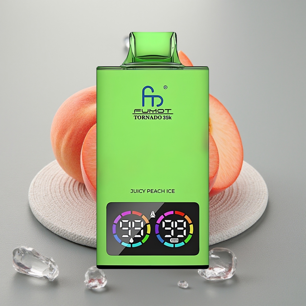 Fumot Tornado 35K Disposable Vape 35000 Puffs Pêssego Gelado Dual Mesh Coil RGB Lights USB-C