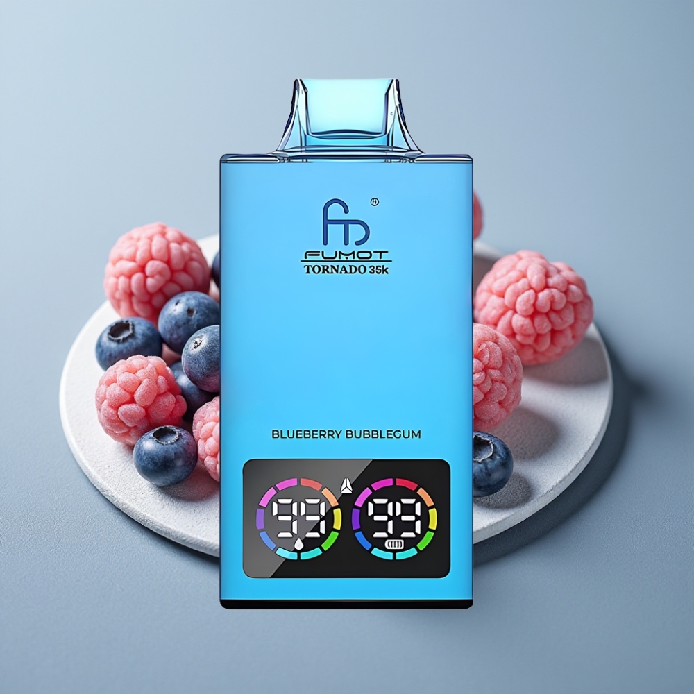 Fumot Tornado 35K Disposable Vape 35000 Puffs USB-C RGB Lights Blueberry Bubblegum