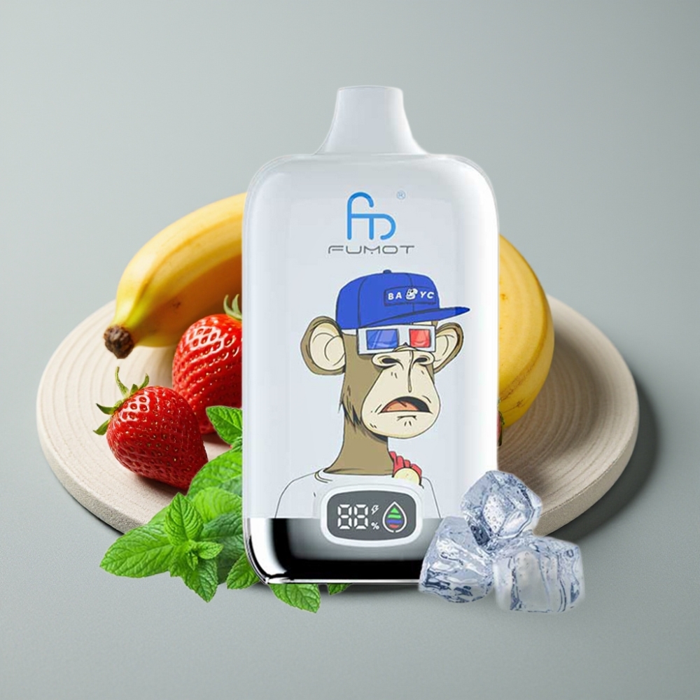 Fumot Tornado Digital Box 12000 Puffs 20ml Morango Banana Tipo-C Recarregável