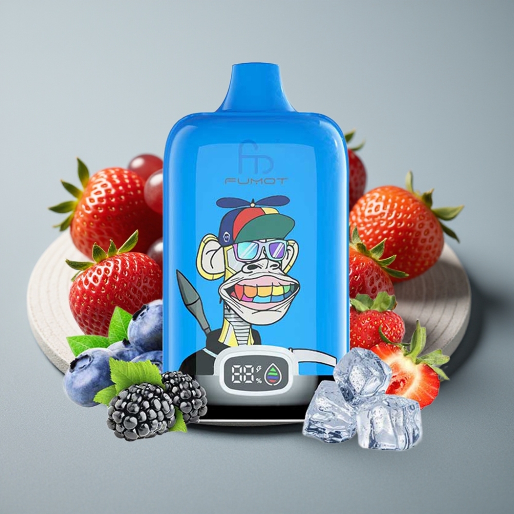 Fumot Tornado Digital Box 12000 Puffs 20ml Morango Uva Recarregável Mesh