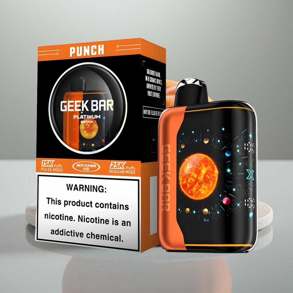 GEEK BAR Platinum Edition 25000 Puções Sabor Punch Tela 3D Curva Carregamento Rápido