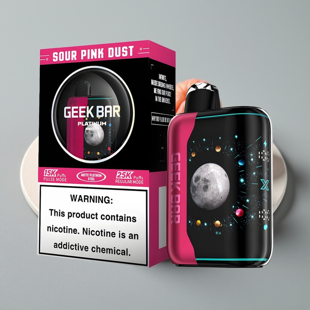 GEEK BAR Platinum Edition 25000 Puffs Tela 3D Dinâmica Pó Rosa Azedo Carga Rápida USB-Type C