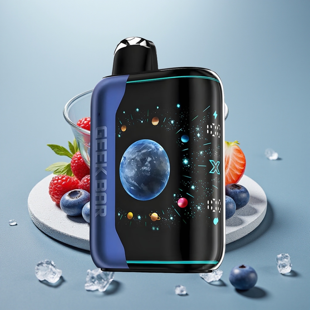 GEEK BAR Platinum Edition 25000 Puffs Tela Curva 3D Azul Framboesa Gelo Dual Mesh